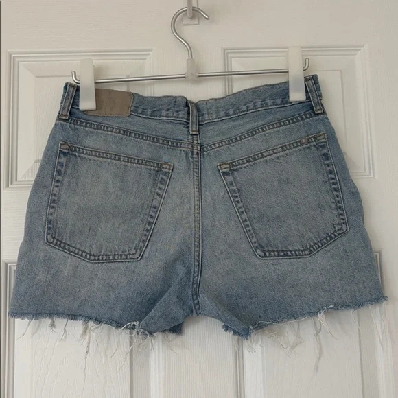 EVERLANE The Relaxed 90’s shorts button fly 5 pockets raw edge hem light blue 27 - Picture 4 of 16